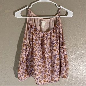 Pink Floral Cropped Loose sleeveless blouse